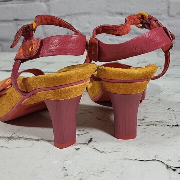 Y2K Diesel Astro Leather Pumps Ankle Strap Heels Sz 6 Orange Pink RARE NEW NOS - Picture 7 of 12